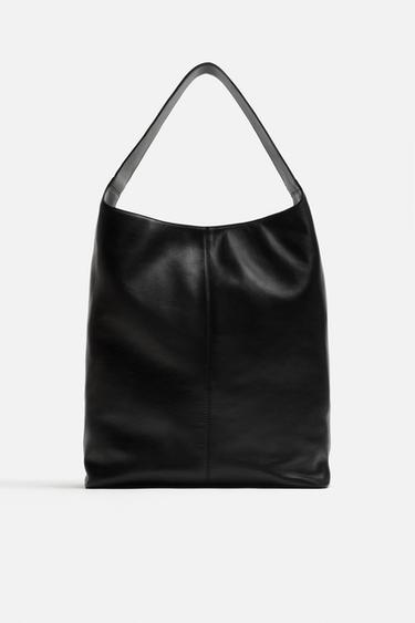 LEATHER SHOPPER BAG - Black by Zara