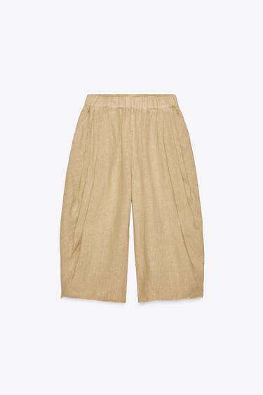 PLEATED LINEN TROUSERS X FANGLU LIN - Ochre by Zara