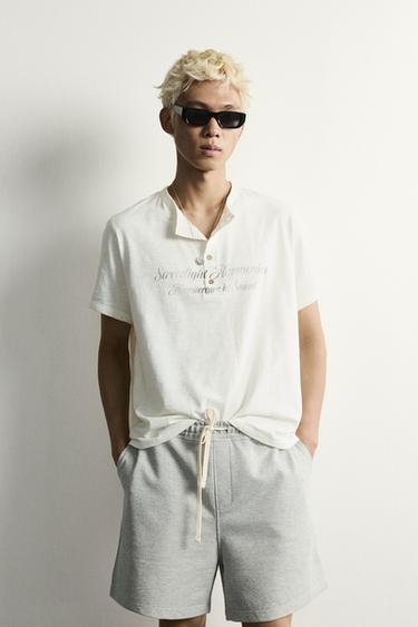 WASHED HENLEY T-SHIRT - Light beige by Zara