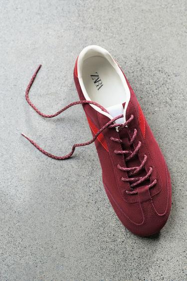 LEATHER TRAINERS - Burgundy Red by Zara - Image 0