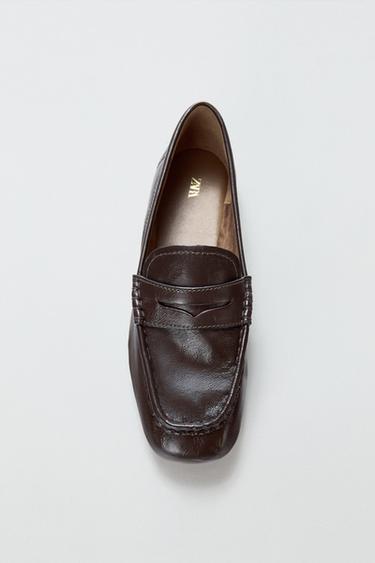 SOFT LEATHER LOAFERS - Chocolate Brown by Zara