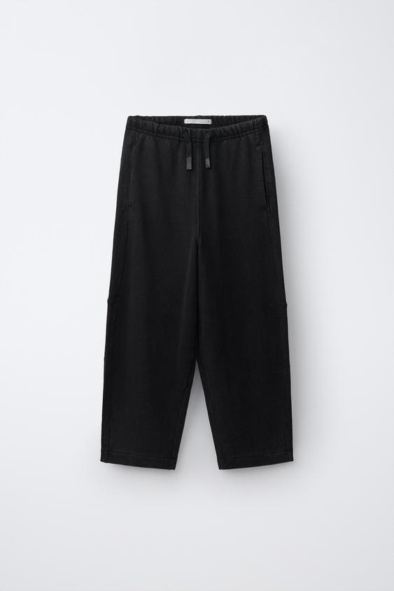 FADE-OUT BARREL PLUSH TROUSERS - Black by Zara - Image 0
