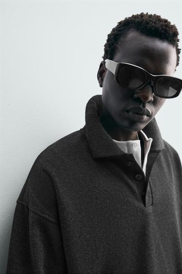 TEXTURED POLO SWEATSHIRT - Dark grey by Zara
