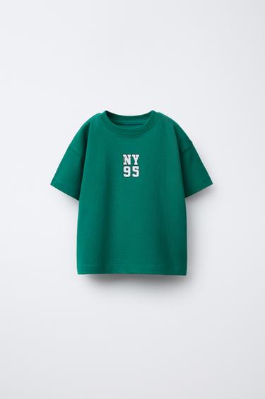 JOGGING SLOGAN T-SHIRT - Dark green by Zara - Image 0