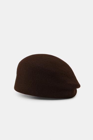 100% WOOL SKULLCAP - Brown by Zara