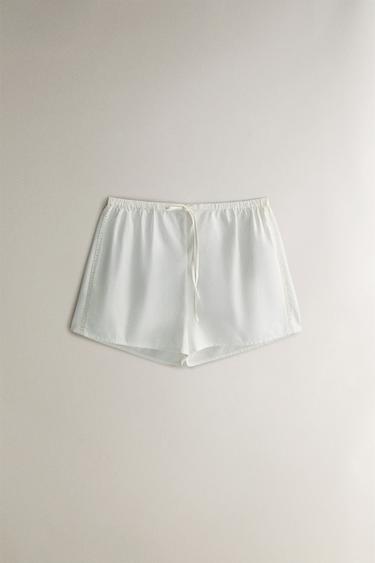 SHORTS WITH GATHERING AND LACE - Ecru by Zara - Image 0