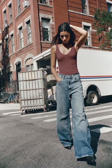 TEXTURED KNIT TOP - Burgundy by Zara