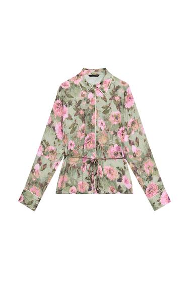 FLORAL PRINT SHIRT WITH SLIM BELT - Multicoloured by Zara