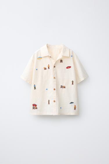 EMBROIDERED SHIRT - Ecru by Zara