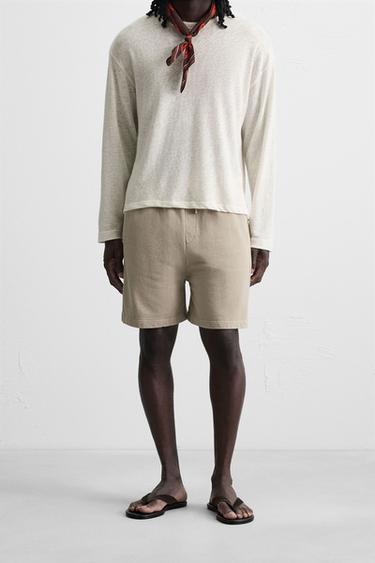 WASHED JOGGER BERMUDA SHORTS - Stone by Zara