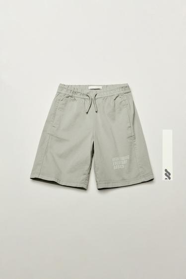 TECHNICAL TEXT PRINT BERMUDA SHORTS - Light beige by Zara