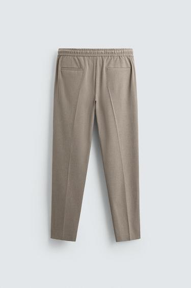 COMFORT FIT JOGGER WAIST TROUSERS - Tan marl by Zara
