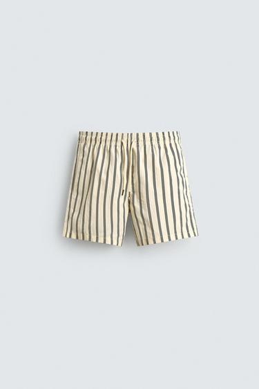 STRIPED SWIM SHORTS - Ecru by Zara