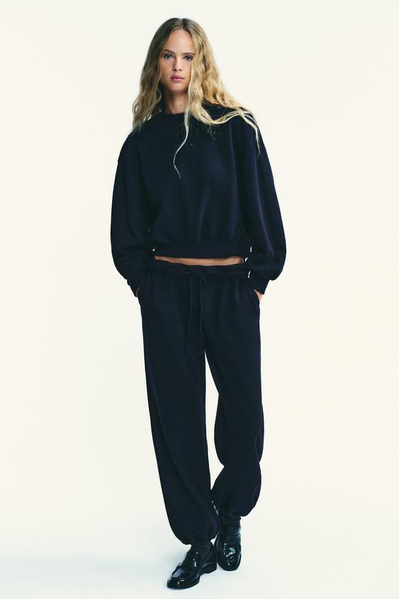 BASIC PLUSH SWEATSHIRT - Navy blue by Zara - Image 0