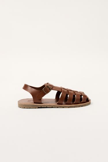 LEATHER CAGE SANDALS LIMITED EDITION - Brown by Zara