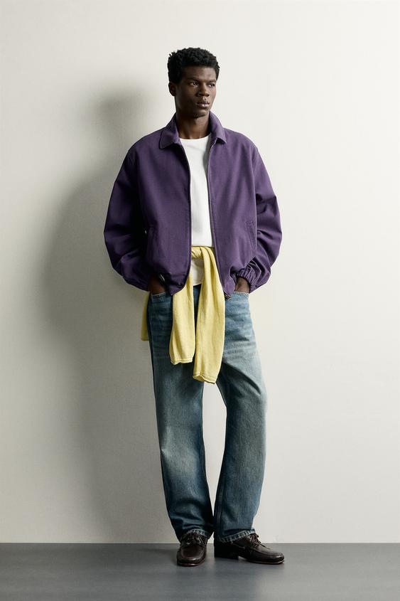 REGULAR FIT COTTON JACKET - Dark purple by Zara - Image 0
