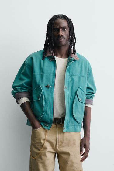 BOXY FIT FIREMAN CLASP JACKET - Blue / Green by Zara