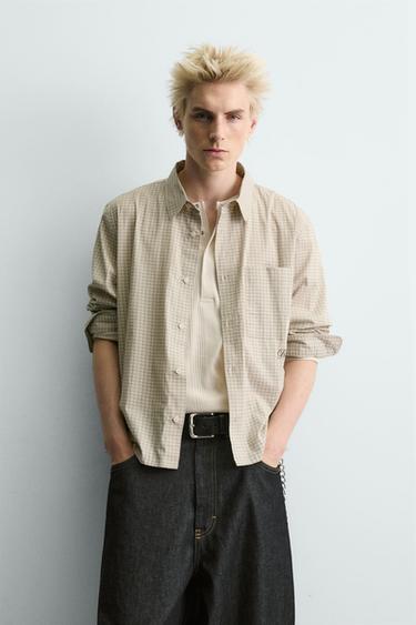 CUPID PRINT CHECK SHIRT - Ecru by Zara