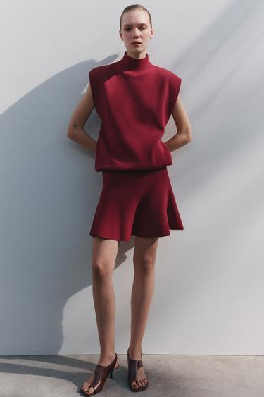 PLAIN KNIT MINI SKIRT - Light maroon by Zara - Image 0