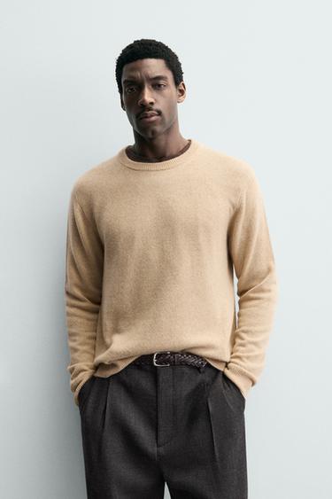 CASHMERE REGULAR FIT JUMPER - Light tan by Zara