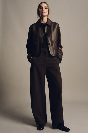 ZW COLLECTION STRIPED TROUSERS - brown vigore by Zara