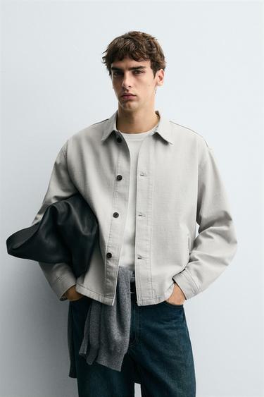 HERRINGBONE BOXY FIT OVERSHIRT - Grey by Zara