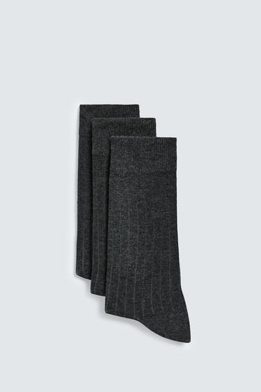3-PACK OF RIBBED SOCKS - Grey by Zara