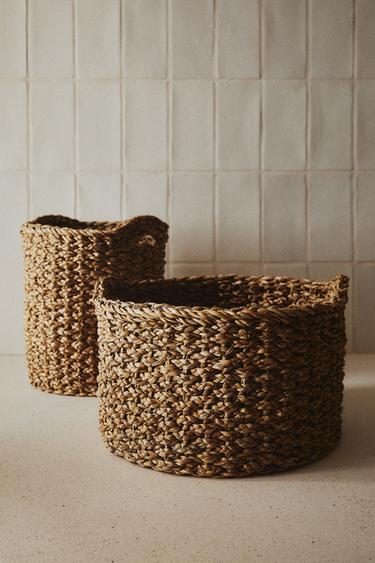 CYLINDRICAL SEAGRASS BASKET - Light beige by Zara