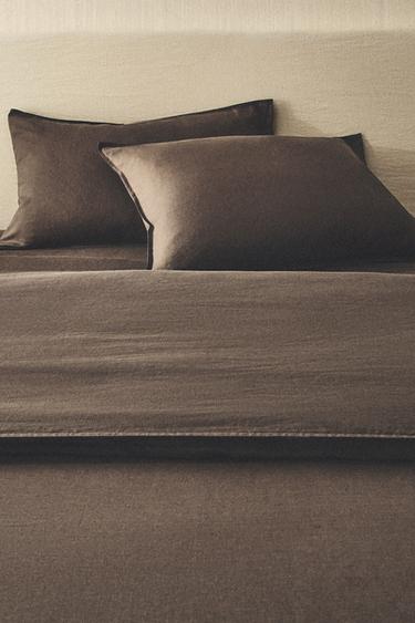 WASHED LINEN DUVET COVER (140 GXM²) - Brown / Taupe by Zara