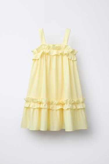 POPLIN RUFFLED DRESS - Yellow by Zara - Image 0