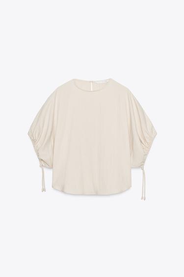 ZW COLLECTION PUFF SLEEVE BLOUSE - Sand by Zara