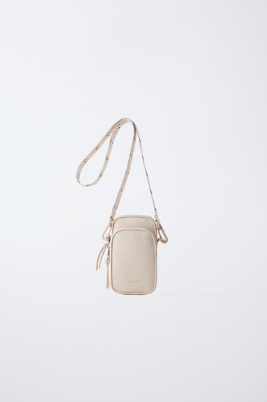 STUDDED MOBILE PHONE BAG - Ecru White by Zara - Image 0