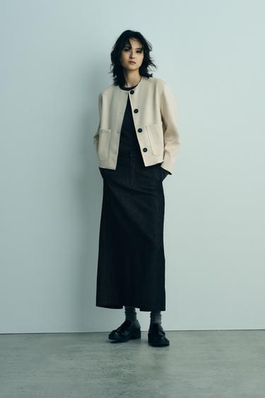 FAUX SUEDE JACKET - Ecru by Zara - Image 0