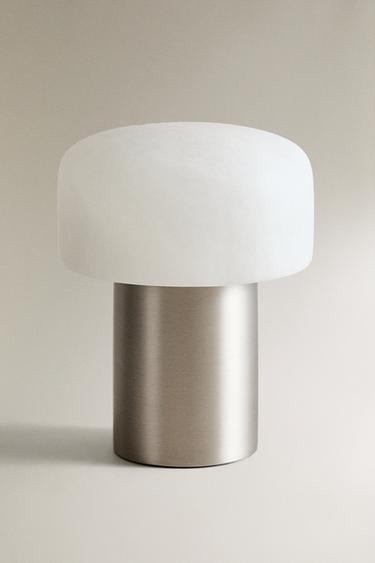 ALABASTER AND METAL CORDLESS TABLE LAMP - Silver by Zara