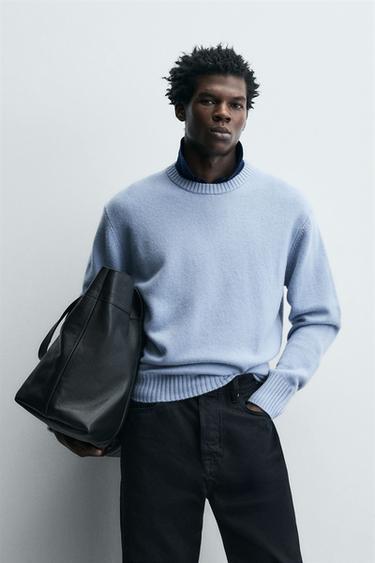 REGULAR FIT CASHMERE JUMPER - Sky blue by Zara