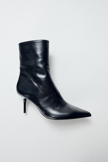 CRACKLED-EFFECT HIGH-HEEL ANKLE BOOTS - Black by Zara