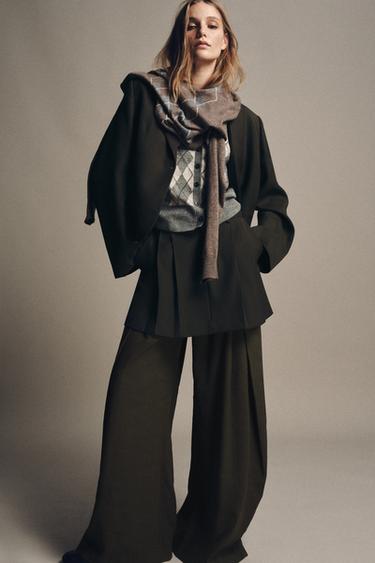 ZW COLLECTION SHORT PLEATED SKIRT - Khaki by Zara