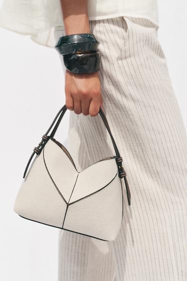 CONTRAST CANVAS MINI TOTE BAG - Ecru by Zara