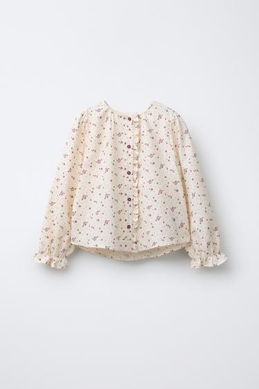 FLORAL PRINT BLOUSE - Mid-ecru by Zara