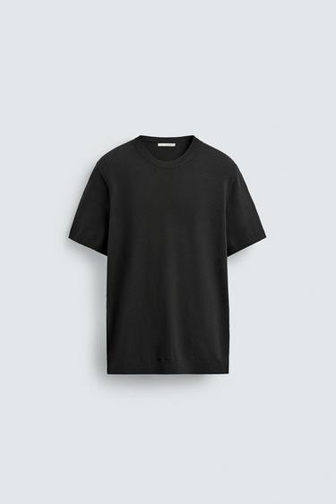 VISCOSE BLEND KNIT T-SHIRT - Black by Zara