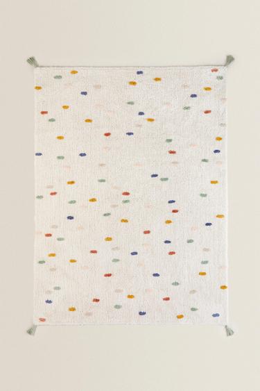 CHILDREN’S MULTICOLOURED POLKA DOT COTTON RUG - Oyster-white by Zara - Image 0