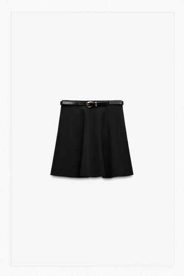 MINI CREPE SKIRT WITH BELT - Black by Zara
