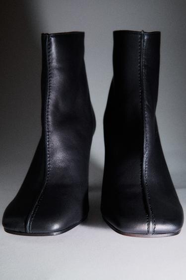 LIMITED EDITION LEATHER HEELED ANKLE BOOTS - Black by Zara