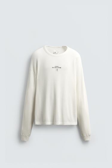 CHECK TEXTURED T-SHIRT X SR_A - Oyster-white by Zara
