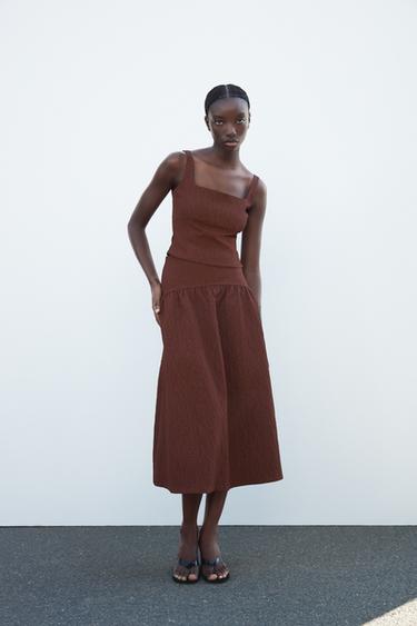 TEXTURED STRAPPY TOP - Burgundy by Zara - Image 0