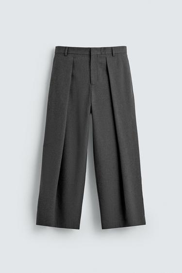 PINSTRIPED PLEATED TROUSERS - Grey by Zara