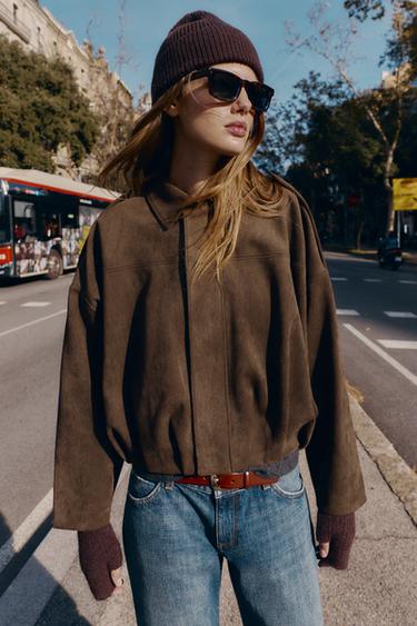 SHORT KNIT MITTENS - Burgundy by Zara