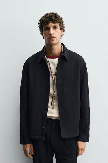 REGULAR FIT OVERSHIRT - Navy blue by Zara