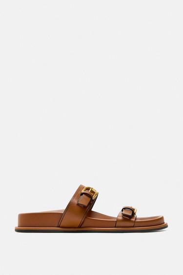 SANDALS WITH BUCKLES - Brown by Zara - Image 0