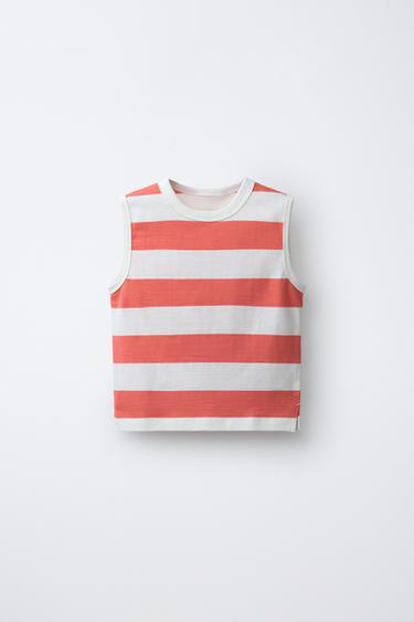 STRIPED SLEEVELESS TOP - Red / Coral by Zara